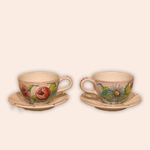 SET 2 BREAKFAST CUPS CM.8H AND CM.12,5D WITH SAUCER. DESIGN: FIORI